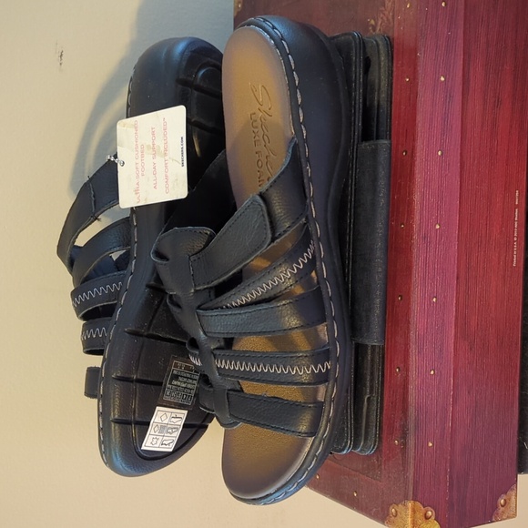 New With Tags Women's Skechers Luxe Form Slip On Wedge Sandals Black Sz 7 - Picture 8 of 16